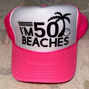 Pink and White Beach Trucker Hat